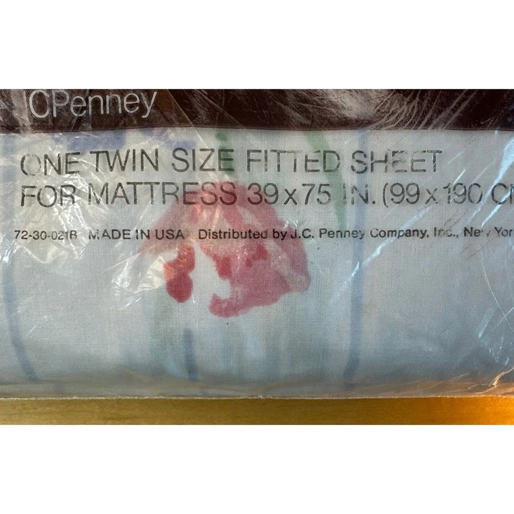 Vintage Percale Tulip Festival Twin‎ Fitted Sheet JCPenney Floral Grandma Core